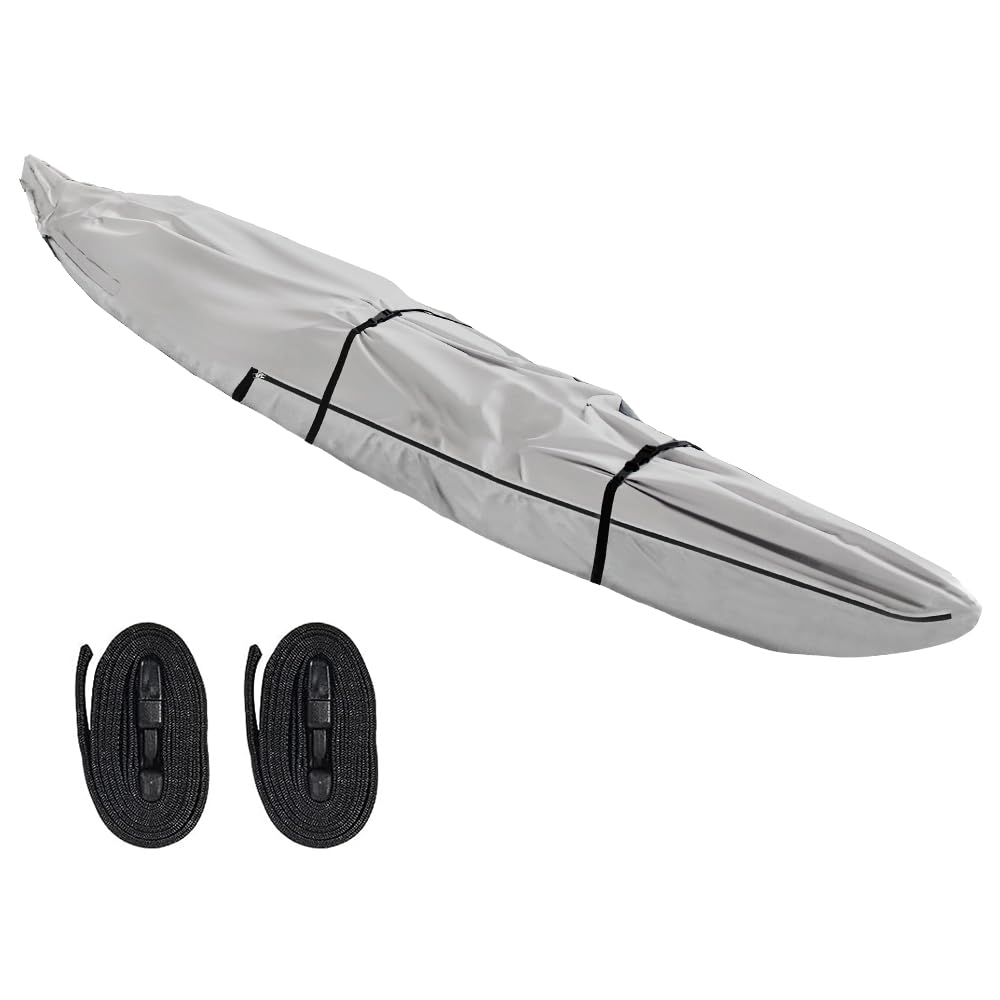 Photo 1 of Seapisode Fade and Tear Resistant Trailerable Cover with Waterproof Zipper, 600D Marine Grade Heavy-Duty Waterproof Canoe Cover Fit for 12ft Kayak,Indoor/Outdoor Storage,Gray
