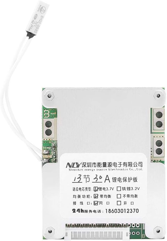 Vikye Battery Protection Module, 13S 30A Lithium Battery Charging Protection Board PCB BMS Cell Protection Board with Balance Charging