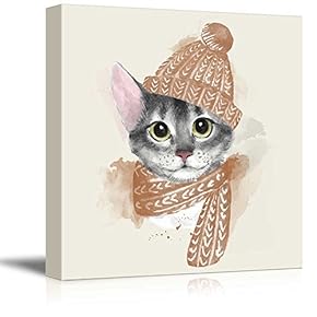 Square Cat Series Watercolor Painting Style Kitty with...