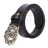 Whippy Western Fashion Leather Belts For Women With Vintage Hollow Flower Buckle
