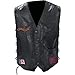 Black Diamond Plate Rock Design Genuine Buffalo Leather Biker Vest, Black, Large