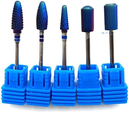 5 Type Blue Tungsten Carbide Burrs Nano Coating Nail Drill Bit Metal Bits For Manicure Electric Nail Drill Accessories B4