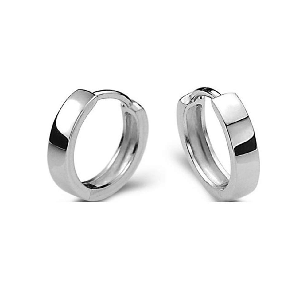 Pendientes de aro pequeños y pequeños de plata de ley 925 con chapado en oro blanco de 18 quilates para mujeres, hombres, orejas sensibles al cartílago, delicados aros Huggie