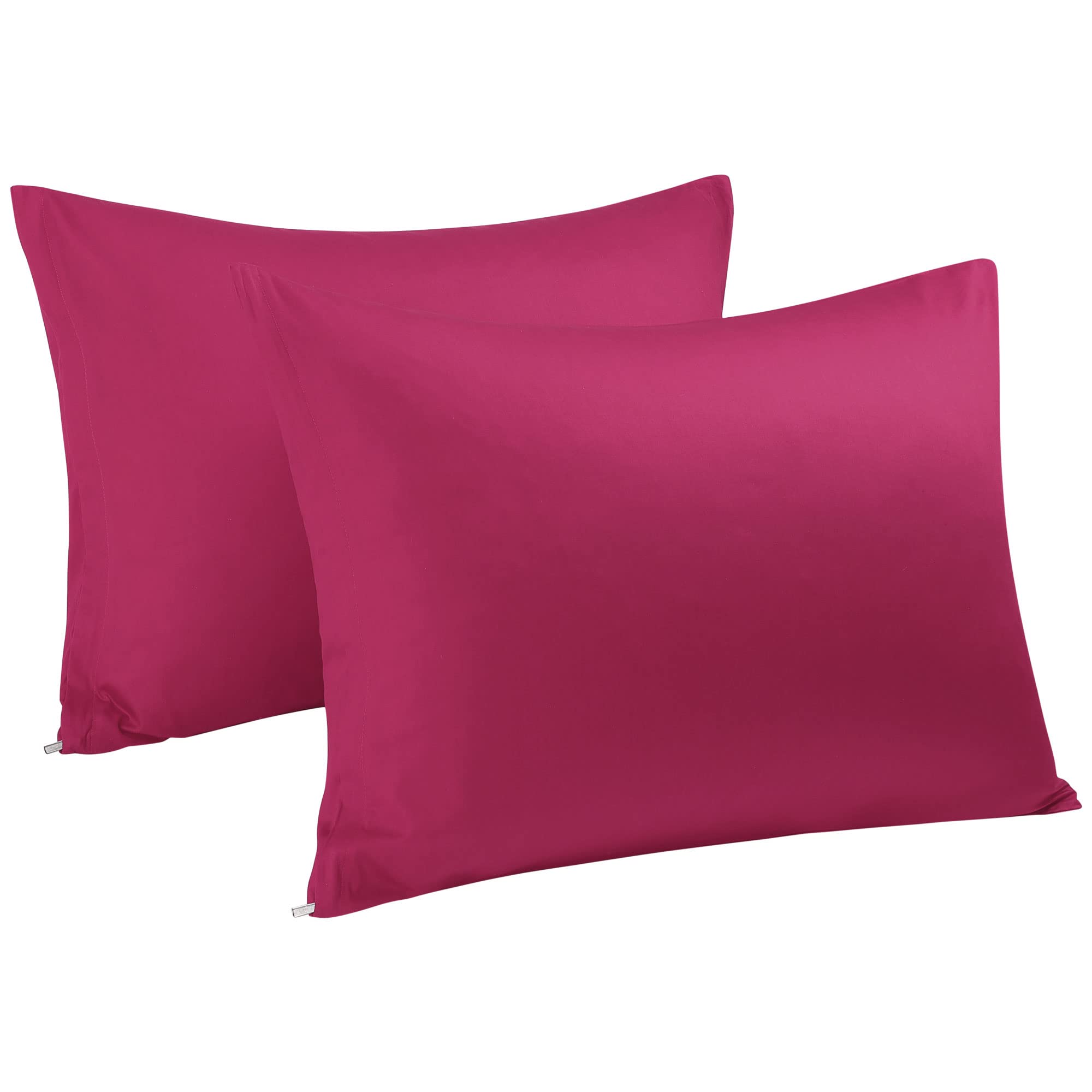 sourcingmap 100% Egyptian Cotton Pillowcases 2 Pack, 300 Thread Count Hotel Quality Pillow Cases with Zipper Closure Super Soft and Breathable Bed Pillow Cases Fuchsia 50 x 90cm