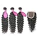 Younsolo Brazilian Deep Wave Bundles with Closure 8A Grade 3 Bundles with Lace Closure 100% Unprocessed Deep Wave Brazilian Virgin Human Hair Free Part Human Hair Extensions (8 10 12+8, Natural Color)