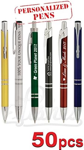 50 pcs Personalized Writing Ink Engraved Pens - Custom Printed - Your Logo &amp; Text