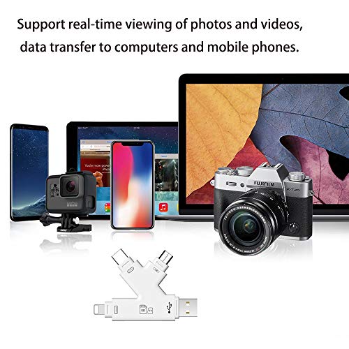 YiKaiEn 4 in 1 SD SDHC Card Reader with Lightning USB Micro-USB Type-C Connector Extral Memory Flash Drive for iPhone/iPad/Android Phones/Mac/PC,Picture and Video Viewer for Camera