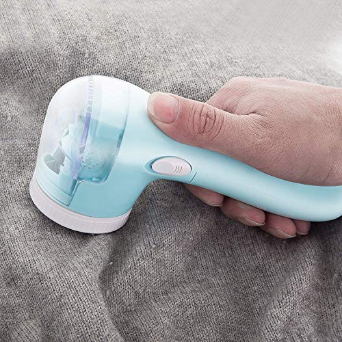 BoJia Lint Remover, Electric Clothes Sweater Fabric Shaver, Portable, Quickly and Effectively for Couch, Blanket, Curtain, Socks, Legging, Wool, Cashmere, Battery Operated, Sky Blue, Pack 4
