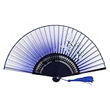 Weixinbuy Chinese Hand Held Fan Silk Flower Bamboo Folding Pocket Fan Wedding Party(Random Color)