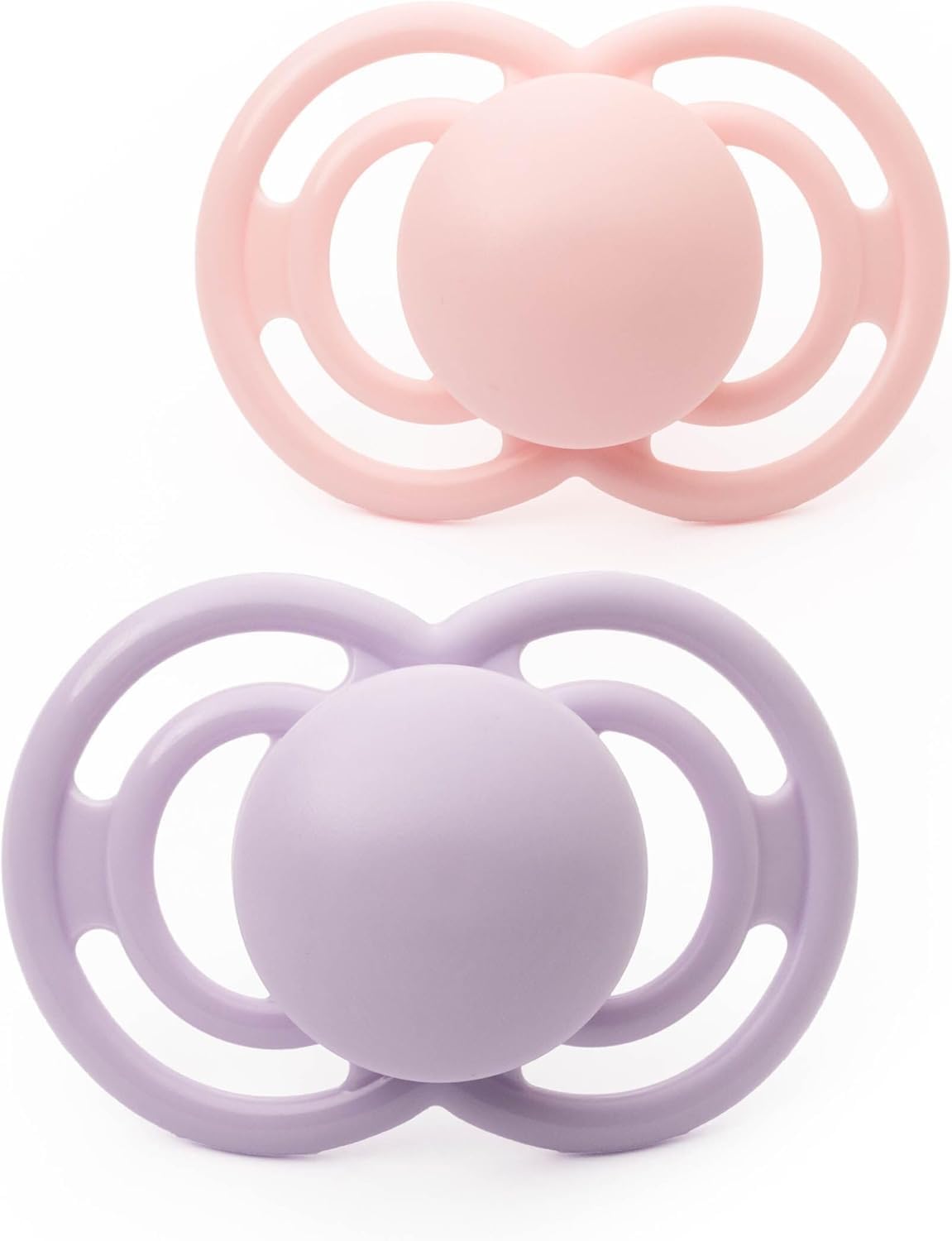 MAM Perfect Soothers | 6-18 Months | 2 Pack | Comes in Dummy Steriliser Case | Sustainable Materials | Baby Accessories | Pink/Lilac (Various Designs)