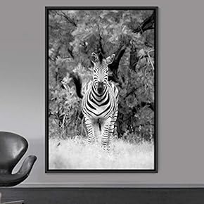 signwin Framed Canvas Wall Art Duotone Zebra Animals...