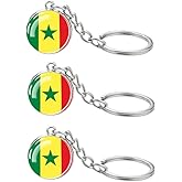 LLBFHH 3 Pcs Senegal Senegalese Flag Key Chain,Cool Keychain for Car Keys, Stainless Steel Keyrings & Keychains,Used for Home Decoration, Jewelry Hanging Decorations.