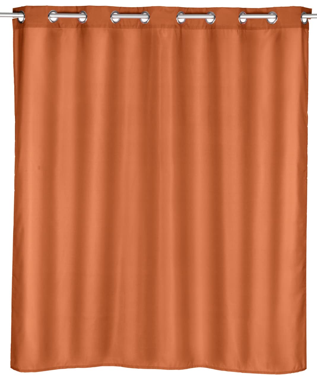 WENKO Comfort Flex Terracotta Shower Curtain, Hygienic Textile Curtain, Washable, Water-Repellent, with Integrated Hanging Furniture, Allows Quick & Easy Hanging, 180 x 200 cm