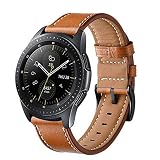 Aimtel Compatible Samsung Galaxy Watch(42mm) Bands, 20mm Genuine Leather Strap Replacement Band Compatible Samsung Galaxy Watch SM-R810/SM-R815 /Gear Sport/Suunto 3 Fitness Smart Watch-Brown