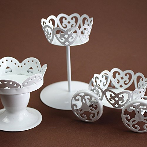 Hosaire 1PC Iron Cake Stand Dessert Taiwan Candlestick Decoration Living Room Wedding Decoration White Colourï¼ˆ8cmX12cmï¼‰