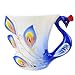 niceEshop(TM) Peacock Mugs Hand Crafted China Enamel Porcelain Tea Mug Coffee Cup Set with Spoon and Saucer (Blue)