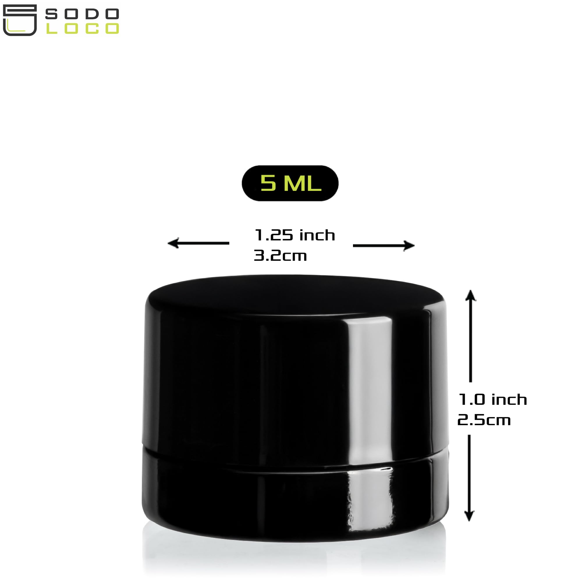 (200 Pack) 5ml Thick Black Glass Jars with Black Child Resistant Lids - UV Resistant - Storage for Oil, Lip Balm, Wax, Cosmetics - Mini Child Proof Container
