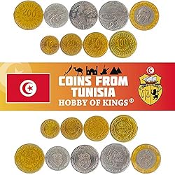 Set of 9 Coins from Tunisia. 10, 20, 50, 100, 200