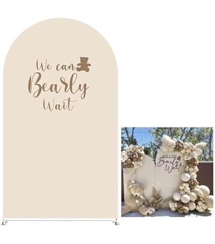Runde Hintergrundabdeckung 'We Can Bearly Wait' – 2,3 M Durchmesser, Für Babyparty, Neutral