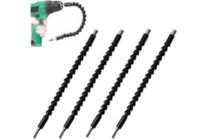 FOUUAAOOU 4 Pack Flexible Drill Bit Extension, 11.6 inch Superbit Screwdriver Flexible, Bendable Flexible Drill Bit Extension, Super Bit Flexible Shaft Extension Bits (Black)