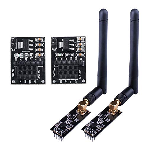 WayinTop 2pcs NRF24L01+PA+LNA RF Transceiver Module with SMA Antenna 2.4 GHz 1100m + 2pcs NRF24L01 Wireless Module with Breakout Adapter On-Board 3.3V Regulator Compatible Arduino