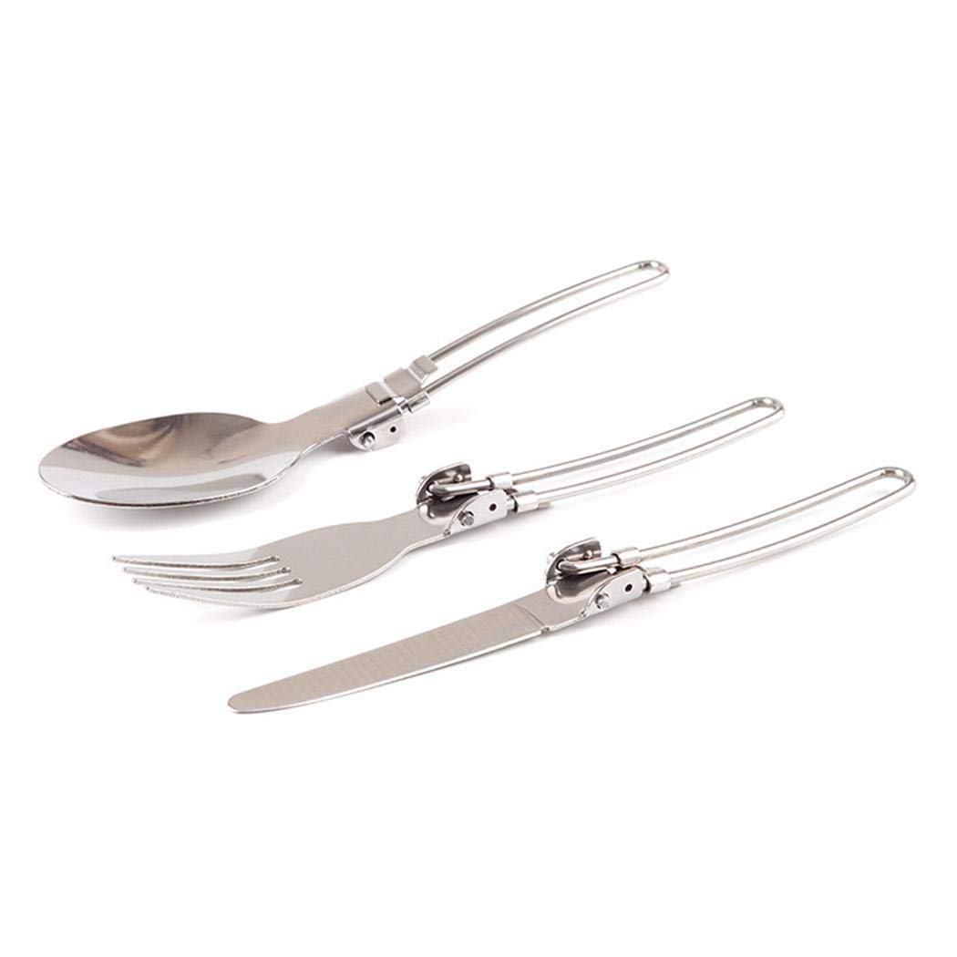linselles Set di Posate da tavola da tavola Pieghevole in Acciaio Inossidabile con Cucchiaio forchetta Set di Posate Miste