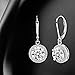 Jane Stone Sterling Silver Earrings Cubic Zirconia Halo Earrings Leverback Earrings Round Rhinestone Dangle Earrings Wedding Jewelry for Women Bridal