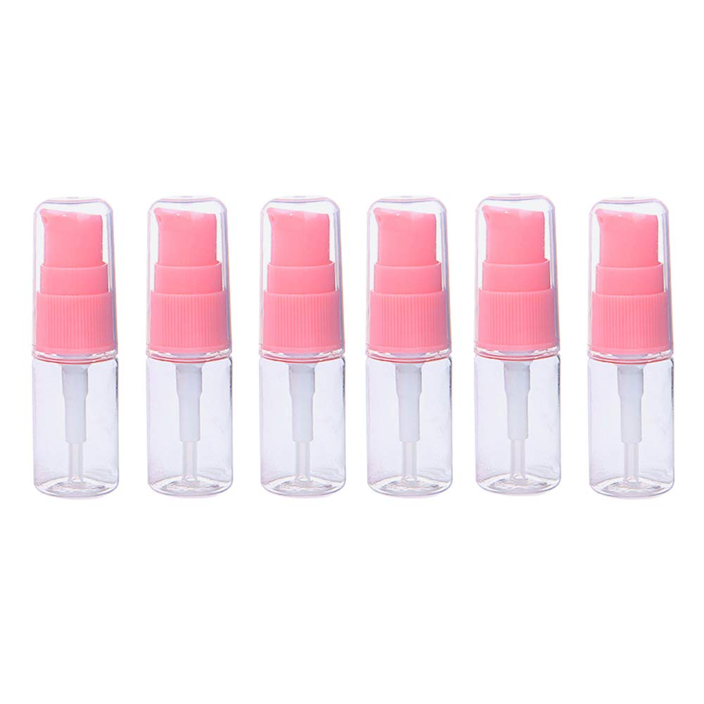 ericotry 6 Pack Empty 10ml Plastic Pump Bottles Cream Shampoo Lotion Pump Bottle Refillable Sample Travel Bottles Toiletries Liquid Container Jar Pot Vial for Cosmetic Make-up (Transparent)