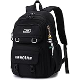 Solid Color Kids Backpacks for Girls School Bags, Black Elementary Bookbags Girls Backpacks Casual Daypacks, D-Black