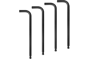 4Pcs 5/32" Ball End Hex Key Wrench, Long Allen Wrench, CR-V Steel with Black Oxide Finish, L-Shaped Repairing Tool for Furnit