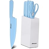 Elitequo 8 Piece Kitchen Knife Block Set with Sharpener,Dishwasher Safe,German Stainless Steel Knife Block Set