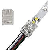 Biantie La 6 Pin 12mm LED Strip to Wire Connector RGB CCT Unwired Clips Solderless Adapter Terminal Extension Connection for Multicolor Light Strips 12V 24V (Pack of 10)