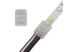 Biantie La 6 Pin 12mm LED Strip to Wire Connector RGB CCT Unwired Clips Solderless Adapter Terminal Extension Connection for Multicolor Light Strips 12V 24V (Pack of 10)