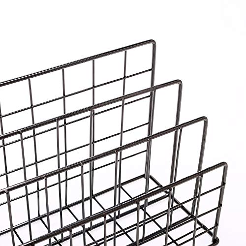Delifox Mail Sorter - Letter Organizer Metal Desktop File Rack Postcard Holder for Home and Office, Diamond Black