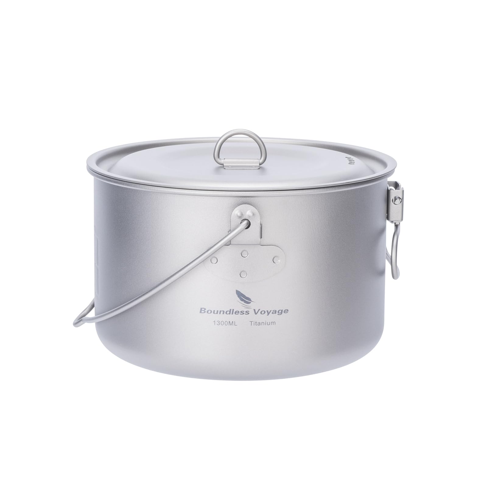 Boundless Voyage Outdoor 1300ml Titanium Pot with Lid Folding Bail Handle Camping Hiking Picnic Ultralight Portable Water Bottle Cup Mug Spork Set (1300 pot)