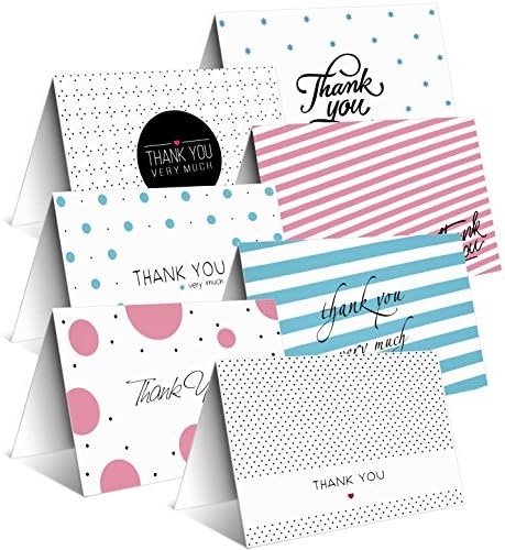 42 Assorted Toplex Thank You Cards Bulk Box - Perfect for Wedding, Baby Shower, Bridal, Anniversary, Engagement and Business - 7 Classic Designs - Blank Inside - White Envelopes Included