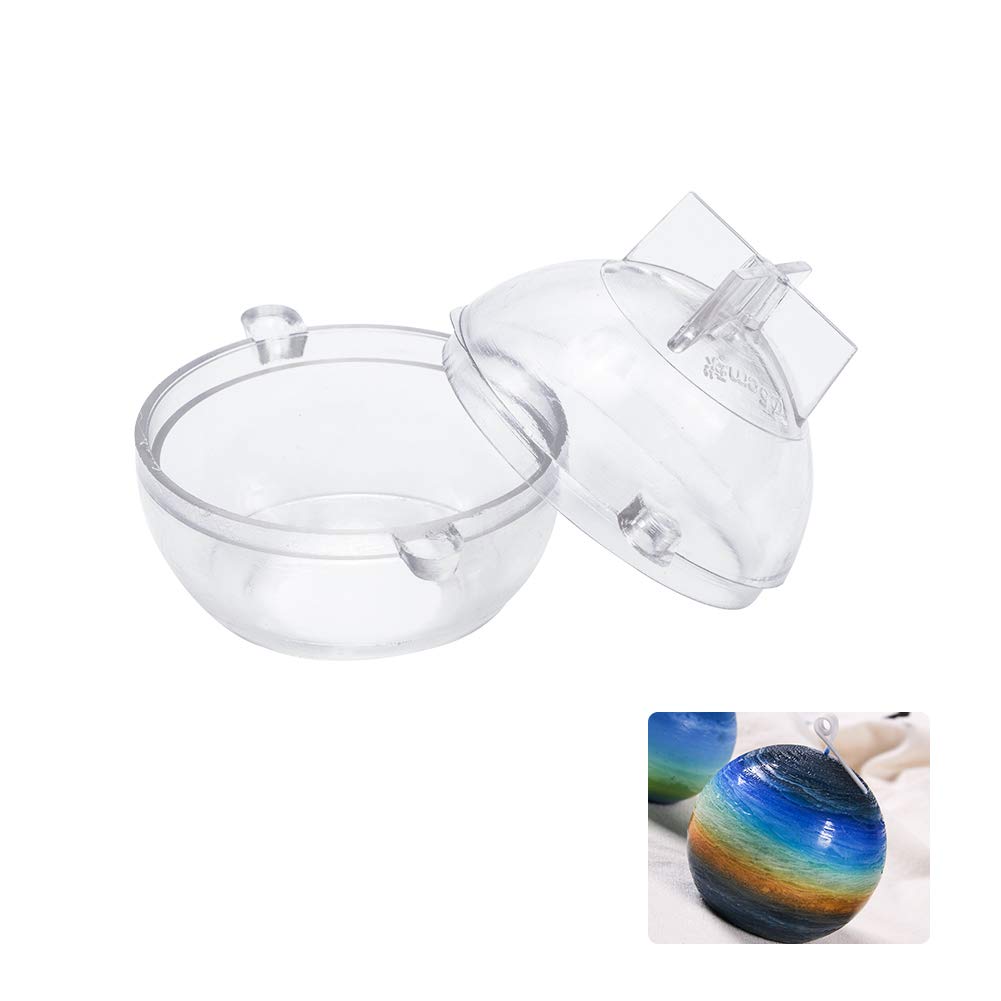 WANDIC Candle Molds, 1 Pc Plastic Sphere Round Ball Candle Moulds Candle DIY Mold for Church Christmas Candlelight Dinner Valentine's Day Home Decor
