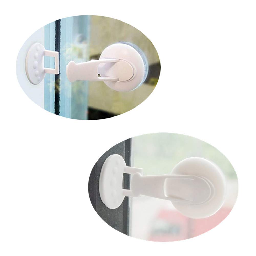 Security Window Locks for Baby and Child Safety, MUXItrade 3M Adhesive Sliding Sucker Door Lock No Drilling or Tools - White