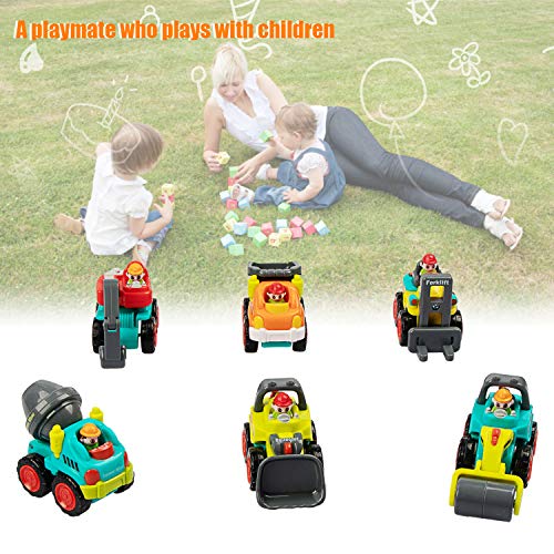 SAOCOOL Toy Cars for Toddlers, 6 PCS Set Pocket Construction Vehicles Trucks Toy Push Pull Toy Car for 1-3 Years Old Boys and Girls