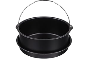 AUTSUPPL Air Fryer Baking Pan Set 2pcs 6-inch Cake Basket and Pizza Pan Compatible with 3.5-5.8qt Air Fryers