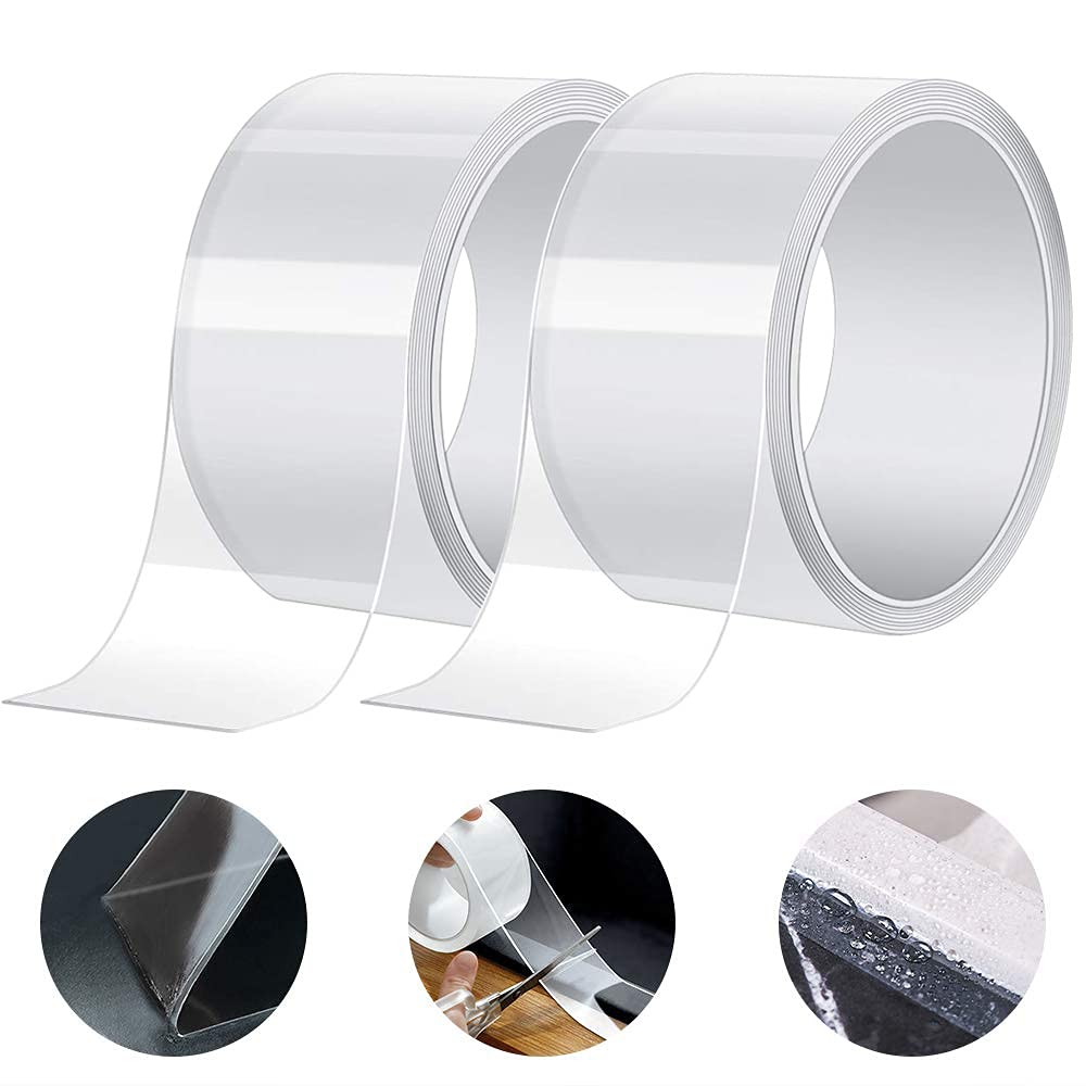Gebildet 5cm × 3m /2"×9.8’ PVC Self-Adhesive Bath and Wall Sealing Strip, Anti-Mildew Waterproof Bathroom Tub Caulk Tape with Acrylic Glue (Pack of 2, Transparent)