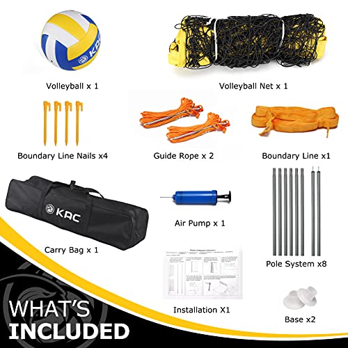 KAC Portable Volleyball Sets, Outdoor Volleyball Net System for Outdoor