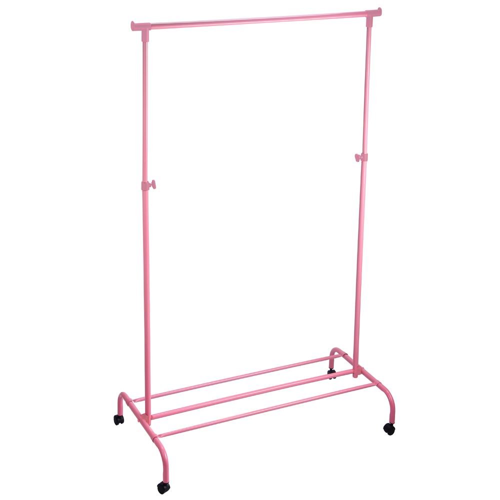 Home Vida Single Garment Rack Adjustable Clothes Rail, Metal, Pink, 102-142 H x 88 W x 44 D cm (Approx.)