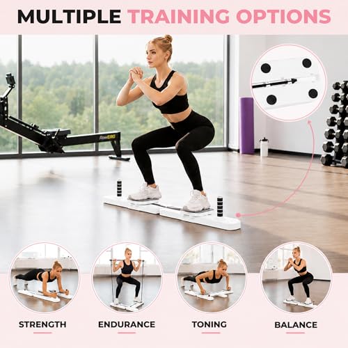 Multifunctional Pilates Reformer with Resistance Ropes, Chin-Up Board and Ski-Type Abs, Timer and Fitness Mat for Home Training