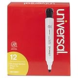 Universal 43651 Dry Erase Marker, Chisel Tip, Black, Dozen