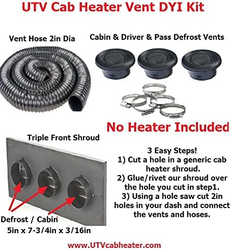 UTV cab heater vent kit (No Heater Included)