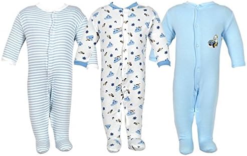 TinchukNammaBaby Multi Color Romper Body Suite for New Born Baby Pack of 3 (0-3 Months) Blue