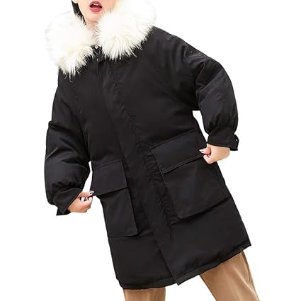 VRTUR Damen Warm Mantel Mit Kapuze Solide Feder Outwear Dick Parka aus dünner Felljacke Jack(, )