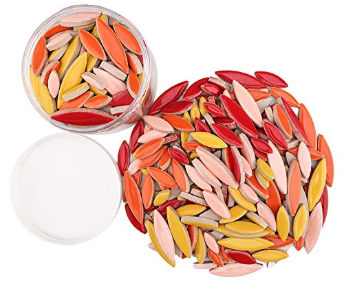 Yourway Style Leaf Shapes Ceramic Mosaic Tiles with Three Different Sizes for Handmade Decoration Craft Suitable for Kids and Adult(568g/1.25lb) (Red) - Thumbnail 2
