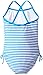 Kanu Surf Girls' Layla Beach Sport Banded 1 Piece Swimsuit, Bali Blue Stripe, 14